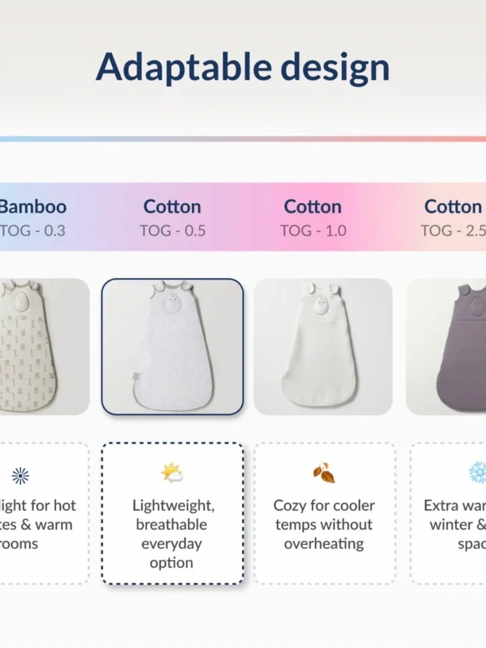 Nested Bean Stardust Grey, Sleep Sack size 6-15 months